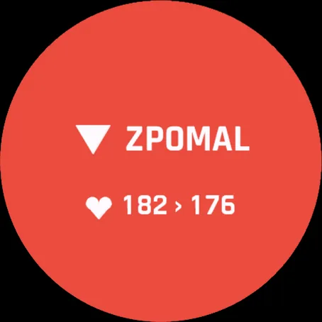 Červené upozornění: ZPOMAL, tep 182 nad cílem 176