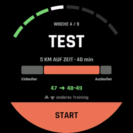 Woche 4 von 8: TEST, 5 km auf Zeit, 40 min
