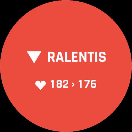 Alerte rouge : RALENTIS, fréquence cardiaque 182 au-dessus de la cible 176