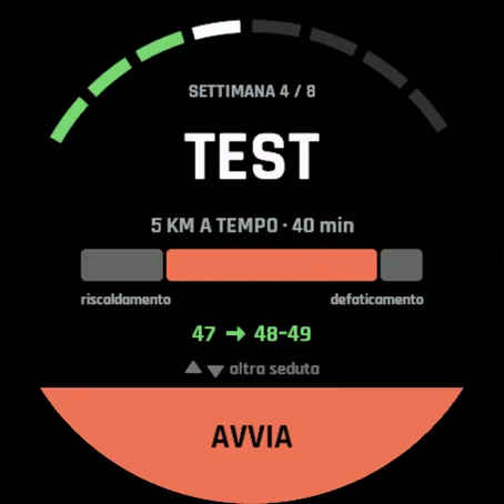Settimana 4 di 8: TEST, 5 km a tempo, 40 min